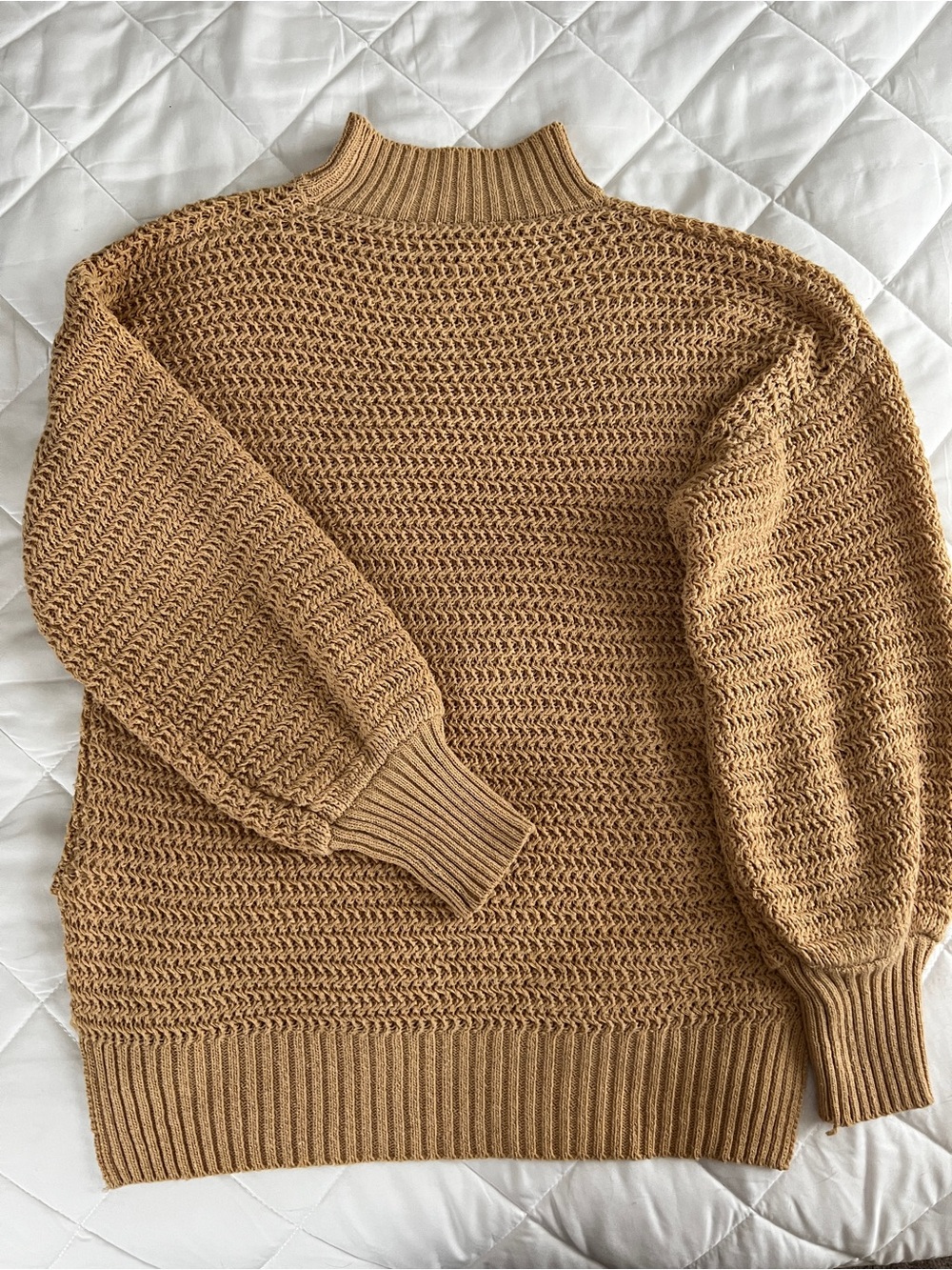 Classic Knit Mock Neck Sweater - Camel